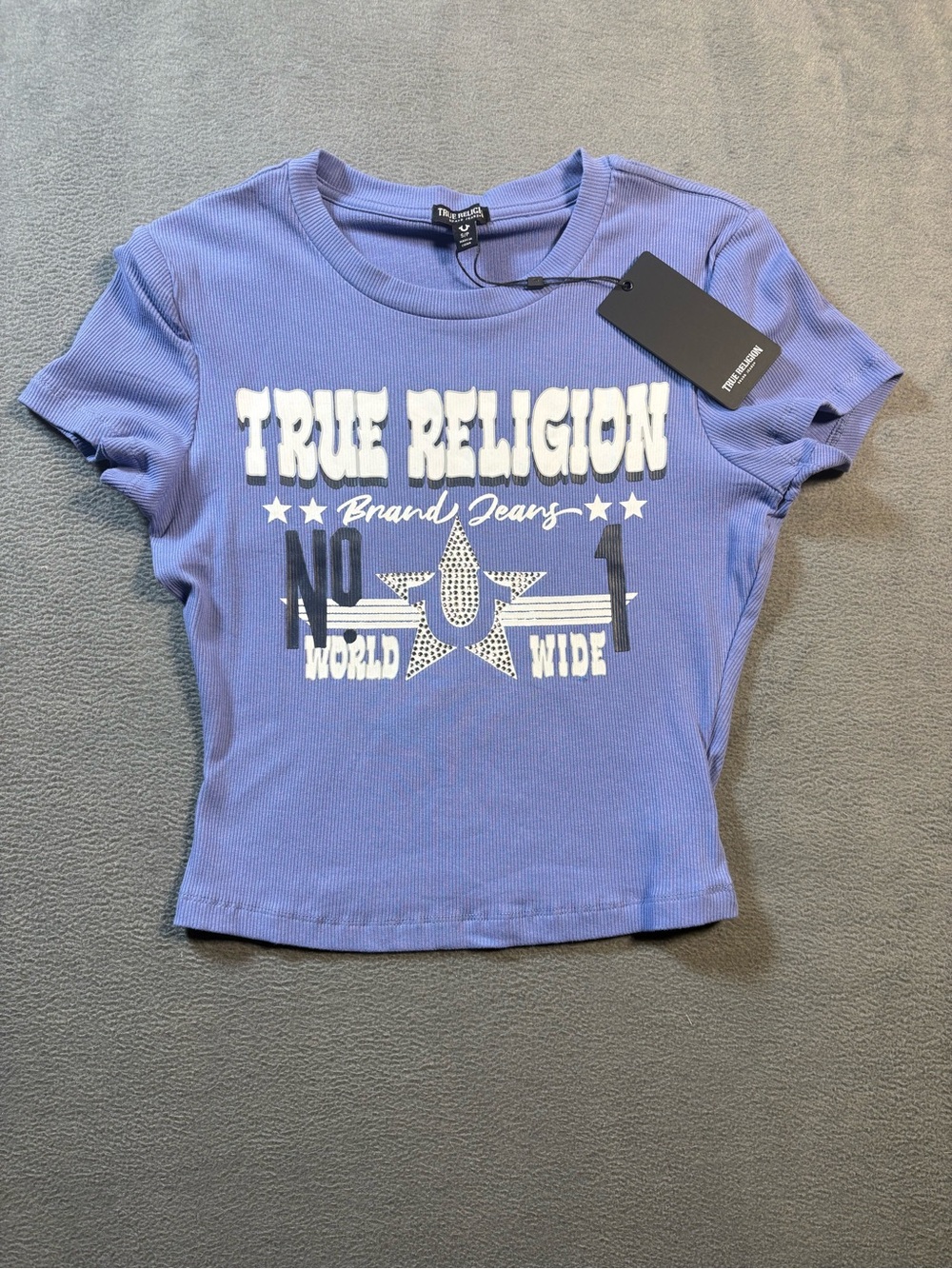 True Religion Lavender Graphic Crop Tee